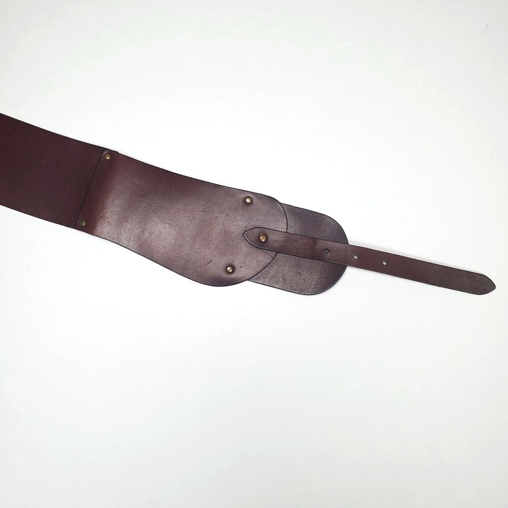 Vtg Banana Republic Women’s Leather Belt Large Brown Corset Wide Fits 39" to 41" - Picture 6 of 10